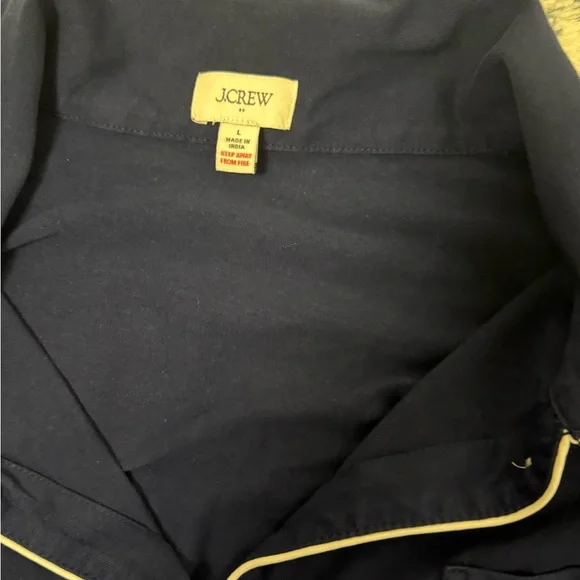 J Crew Factory Navy Blue Eco Dreamiest Long Sleeve Shirt & Pants Pajama set - Picture 4 of 5